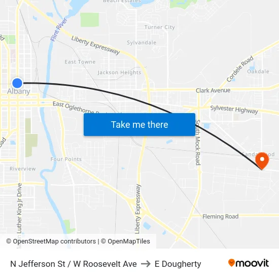 N Jefferson St / W Roosevelt Ave to E Dougherty map