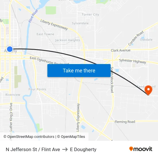 N Jefferson St / Flint Ave to E Dougherty map