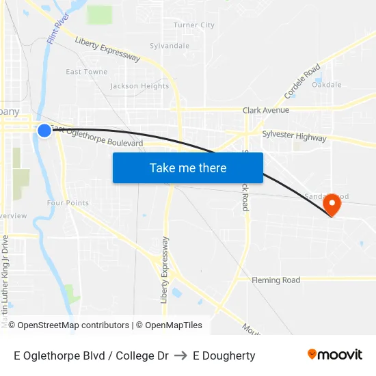 E Oglethorpe Blvd / College Dr to E Dougherty map