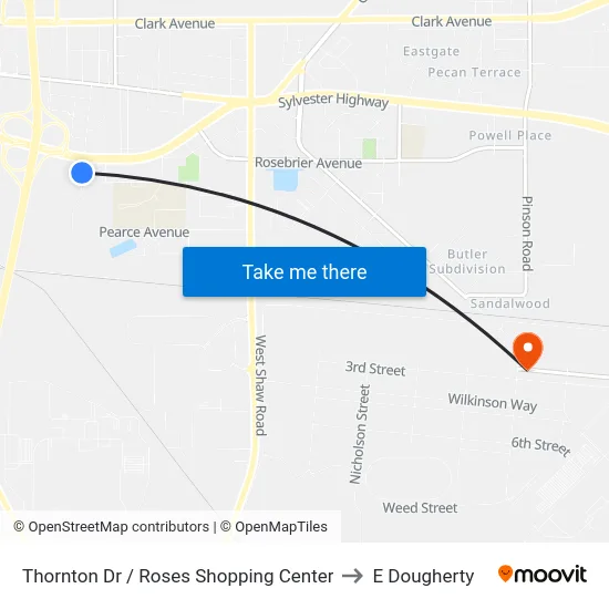 Thornton Dr / Roses Shopping Center to E Dougherty map