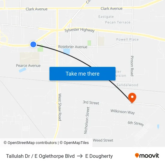 Tallulah Dr / E Oglethorpe Blvd to E Dougherty map