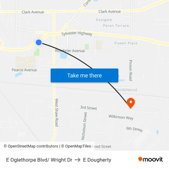 E Oglethorpe Blvd/ Wright Dr to E Dougherty map