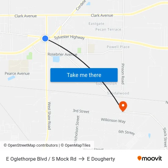 E Oglethorpe Blvd / S Mock Rd to E Dougherty map