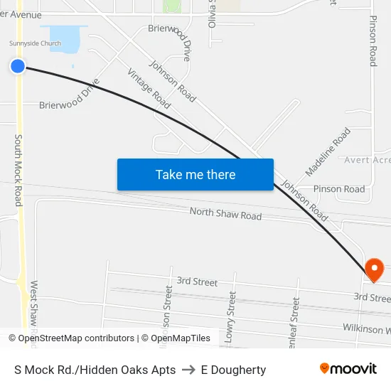 S Mock Rd./Hidden Oaks Apts to E Dougherty map