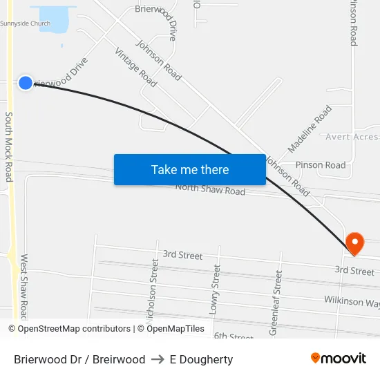 Brierwood Dr / Breirwood to E Dougherty map