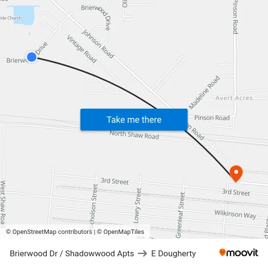 Brierwood Dr / Shadowwood Apts to E Dougherty map