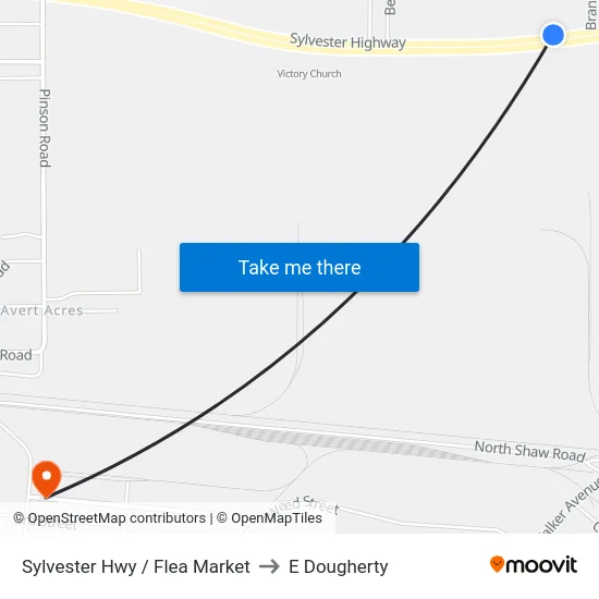 Sylvester Hwy / Flea Market to E Dougherty map