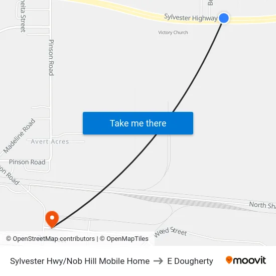 Sylvester Hwy/Nob Hill Mobile Home to E Dougherty map
