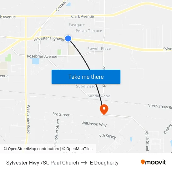 Sylvester Hwy /St. Paul Church to E Dougherty map