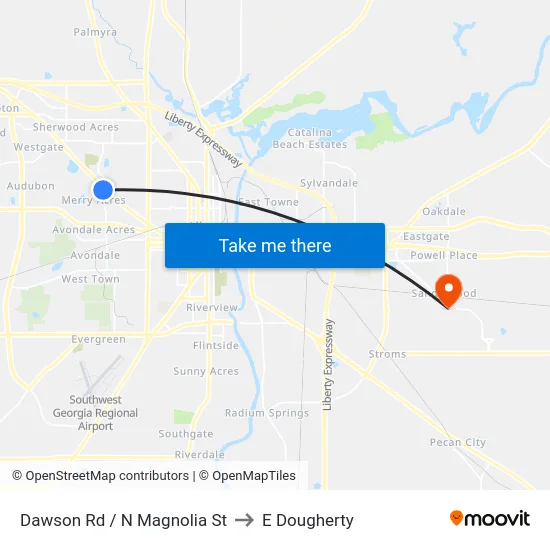 Dawson Rd / N Magnolia St to E Dougherty map
