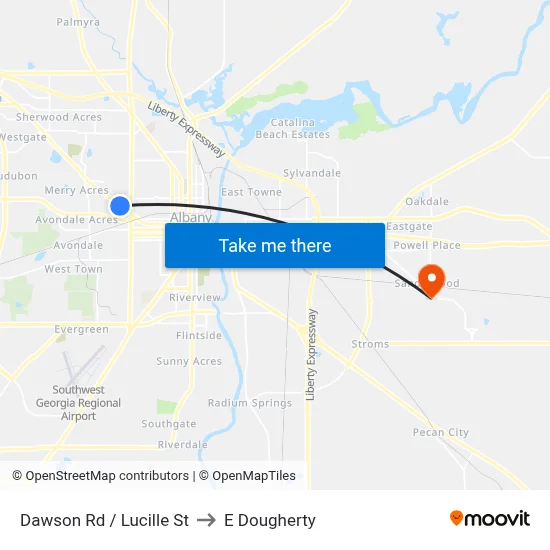 Dawson Rd / Lucille St to E Dougherty map
