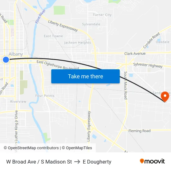 W Broad Ave / S Madison St to E Dougherty map