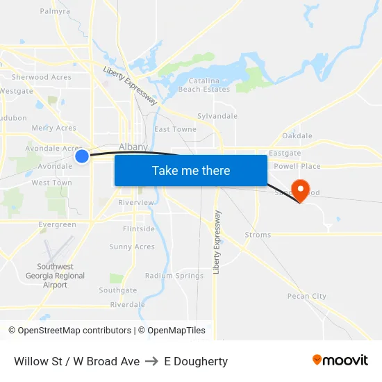 Willow St / W Broad Ave to E Dougherty map