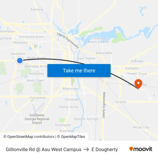 Gillionville Rd @ Asu West Campus to E Dougherty map