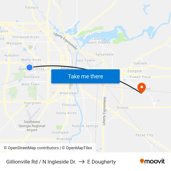Gillionville Rd / N Ingleside Dr. to E Dougherty map