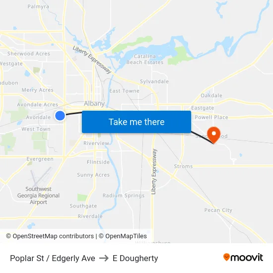 Poplar St / Edgerly Ave to E Dougherty map