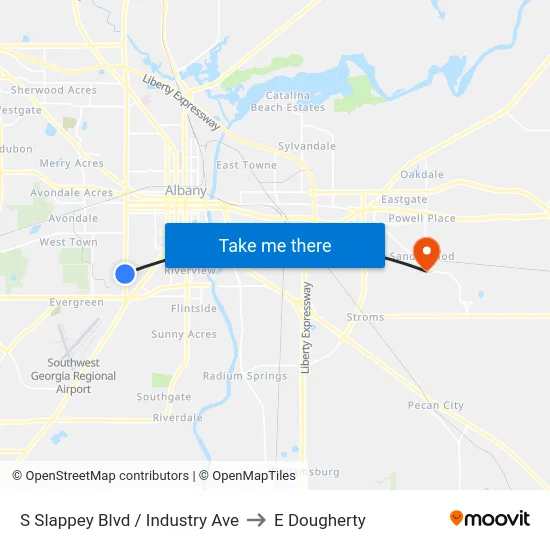 S Slappey Blvd / Industry Ave to E Dougherty map