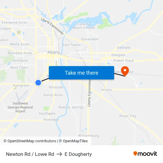 Newton Rd / Lowe Rd to E Dougherty map