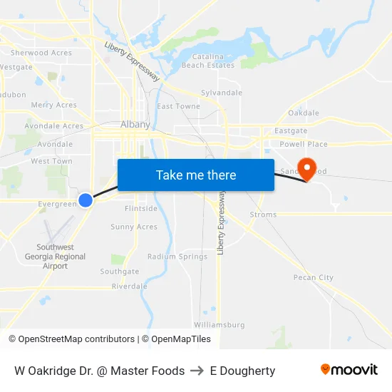 W Oakridge Dr. @ Master Foods to E Dougherty map