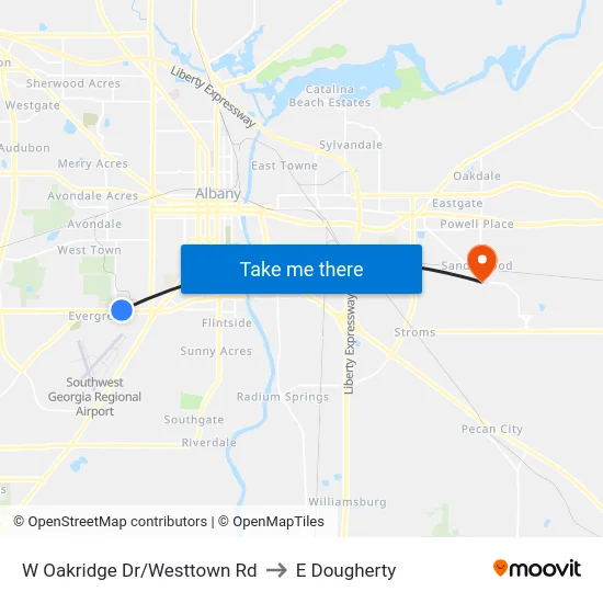 W Oakridge Dr/Westtown Rd to E Dougherty map