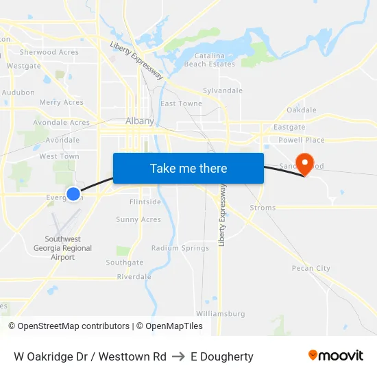 W Oakridge Dr / Westtown Rd to E Dougherty map
