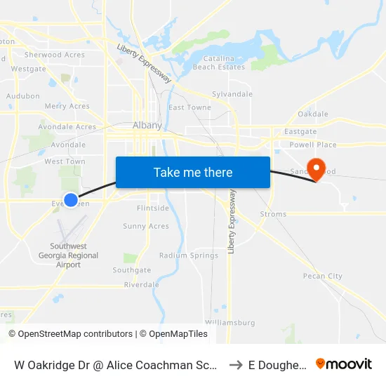 W Oakridge Dr @ Alice Coachman School to E Dougherty map