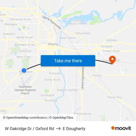 W Oakridge Dr / Oxford Rd to E Dougherty map