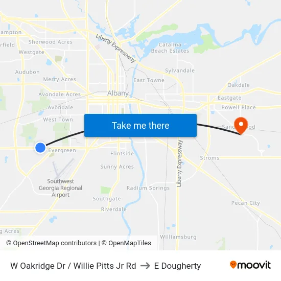 W Oakridge Dr / Willie Pitts Jr Rd to E Dougherty map