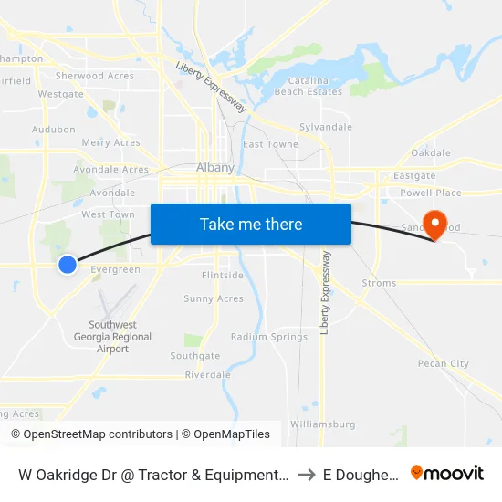 W Oakridge Dr @ Tractor & Equipment Co to E Dougherty map