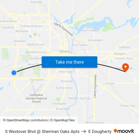 S Westover Blvd @ Sherman Oaks Apts to E Dougherty map