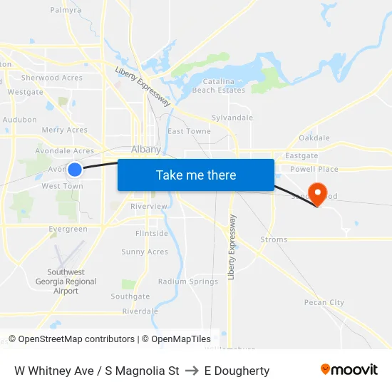 W Whitney Ave / S Magnolia St to E Dougherty map