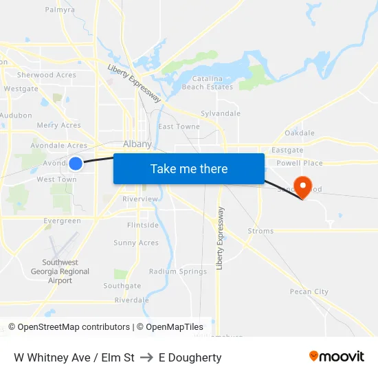 W Whitney Ave / Elm St to E Dougherty map