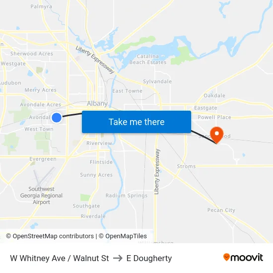 W Whitney Ave / Walnut St to E Dougherty map