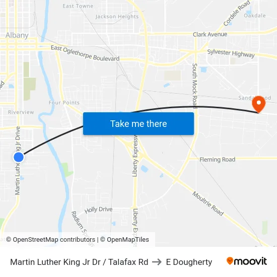 Martin Luther King Jr Dr / Talafax Rd to E Dougherty map