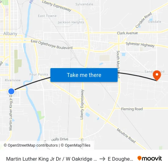 Martin Luther King Jr Dr / W Oakridge Dr. to E Dougherty map