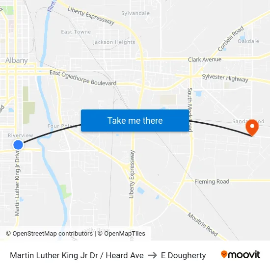 Martin Luther King Jr Dr / Heard Ave to E Dougherty map