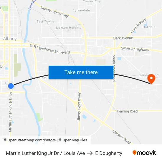 Martin Luther King Jr Dr / Louis Ave to E Dougherty map
