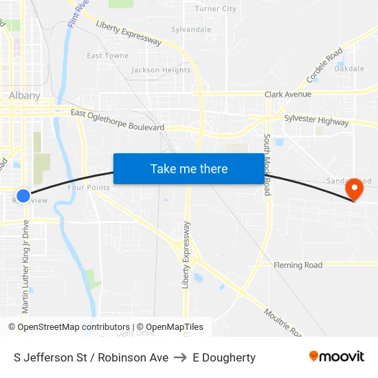 S Jefferson St / Robinson Ave to E Dougherty map