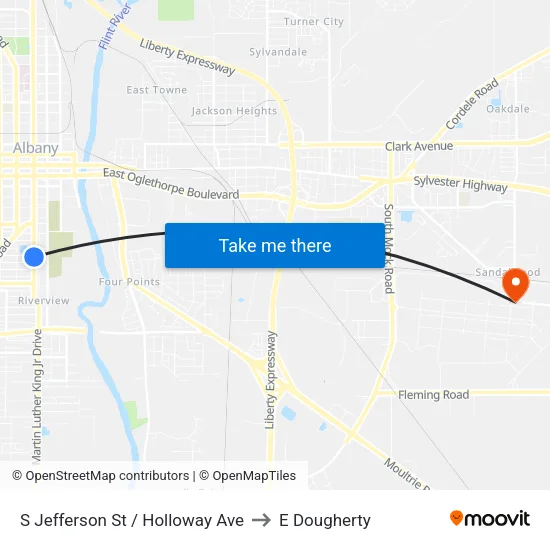 S Jefferson St / Holloway Ave to E Dougherty map