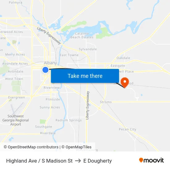 Highland Ave / S Madison St to E Dougherty map