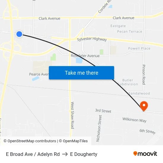 E Broad Ave / Adelyn Rd to E Dougherty map