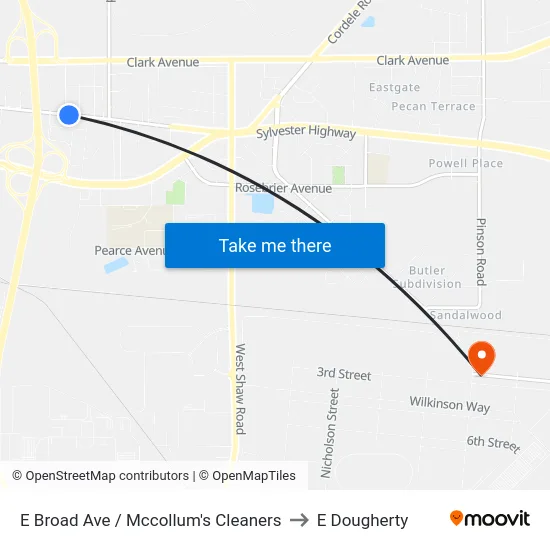 E Broad Ave / Mccollum's Cleaners to E Dougherty map
