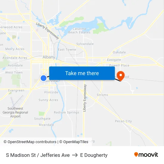 S Madison St / Jefferies Ave to E Dougherty map
