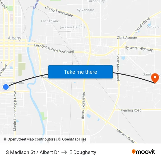 S Madison St / Albert Dr to E Dougherty map