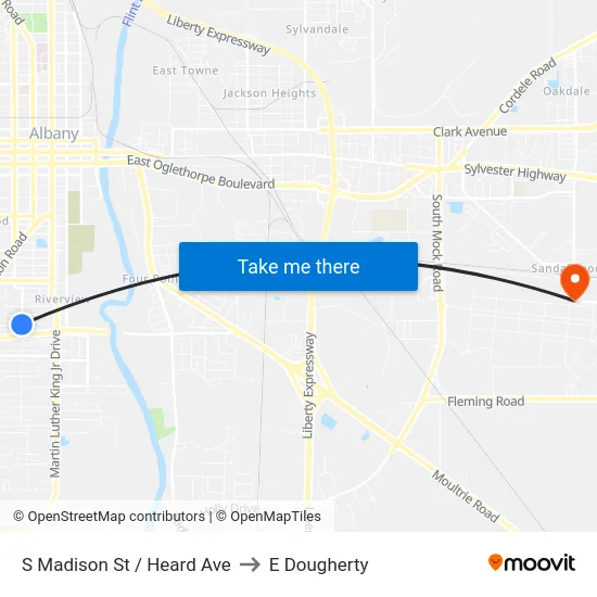 S Madison St / Heard Ave to E Dougherty map