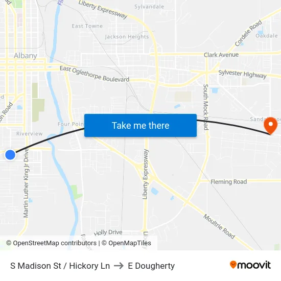 S Madison St / Hickory Ln to E Dougherty map