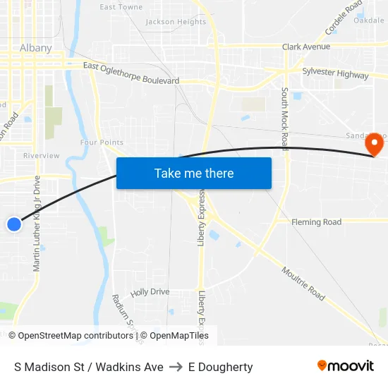 S Madison St / Wadkins Ave to E Dougherty map