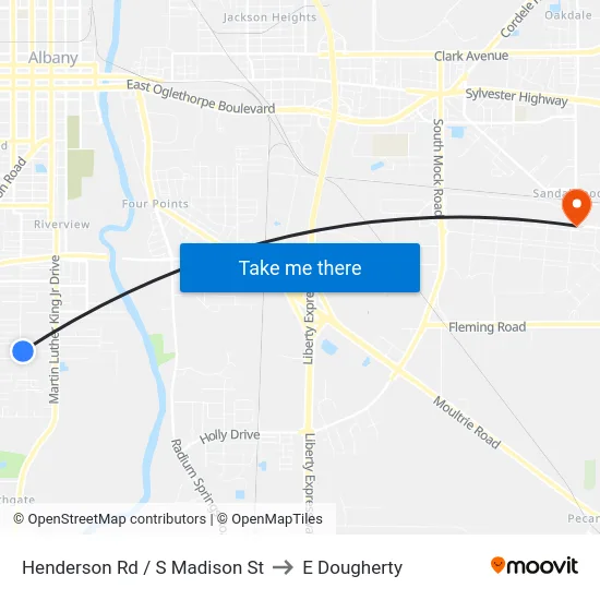 Henderson Rd / S Madison St to E Dougherty map