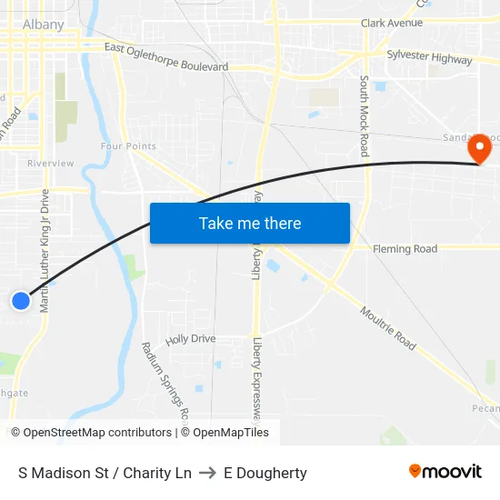 S Madison St / Charity Ln to E Dougherty map