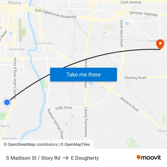 S Madison St / Story Rd to E Dougherty map